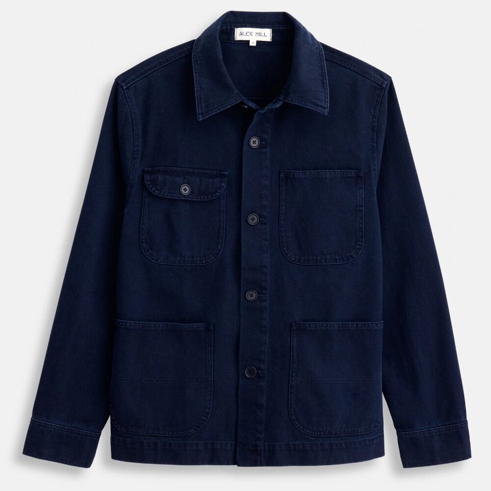 Alex Mill Garment Dyed Work Jacket in Recycled Denim (Dark Navy) Size XS